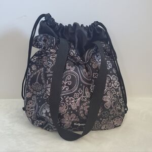 THIRTY One Retired Black Gray Paisley Parade Cinch It Up Thermal Lunch Tote